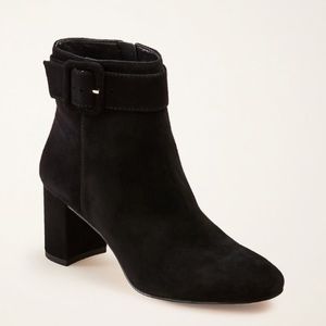 Ann Taylor NETTIE BUCKLE HEELED SUEDE BOOTIES